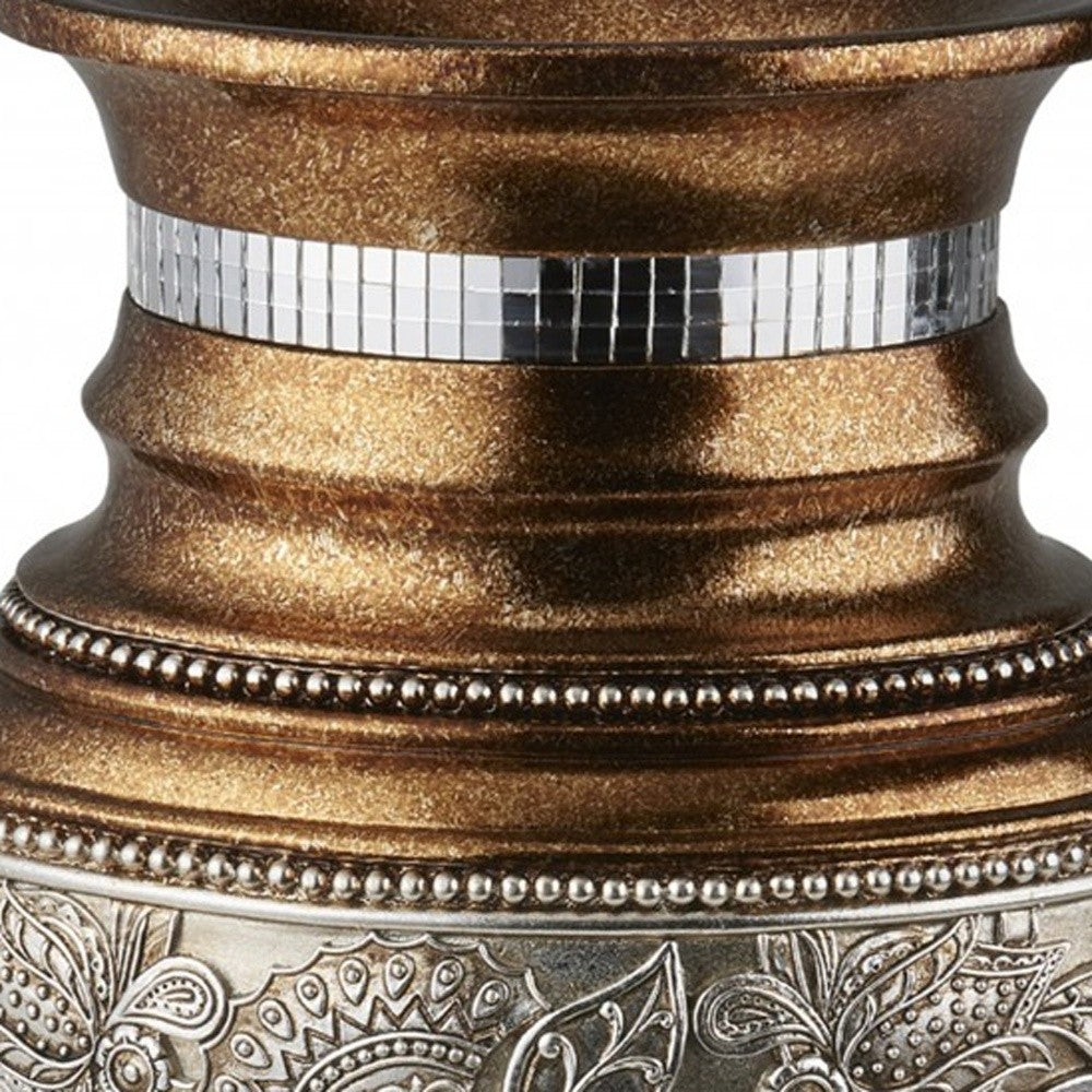 14" Gold and Silver Floral Urn Vase