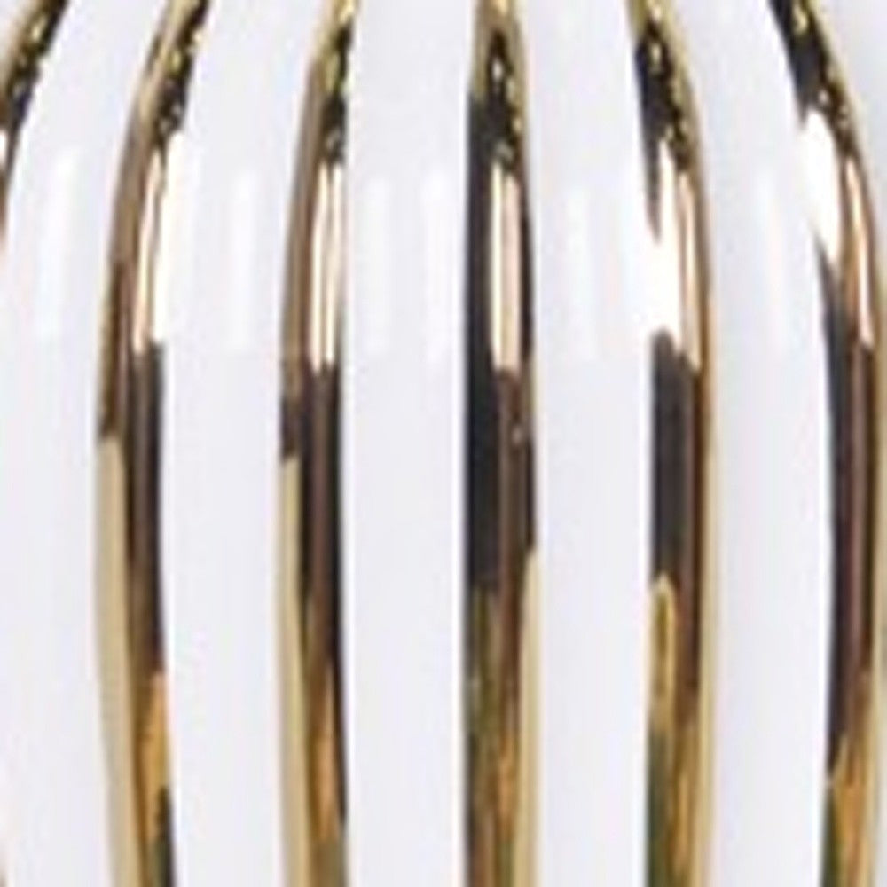 6" White and Gold Stripped Deco Vase