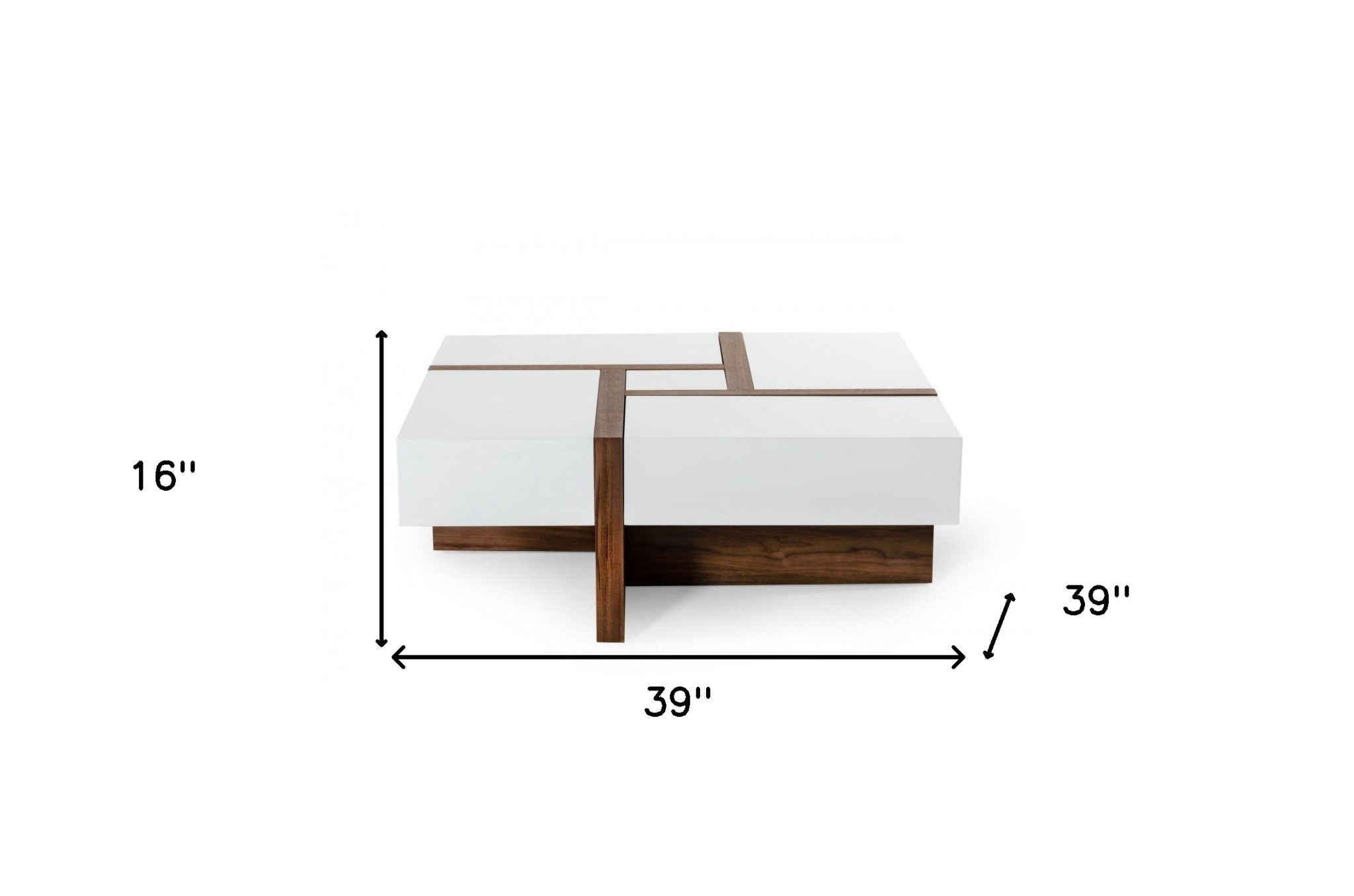 39" White and Walnut Expandable Coffee Table