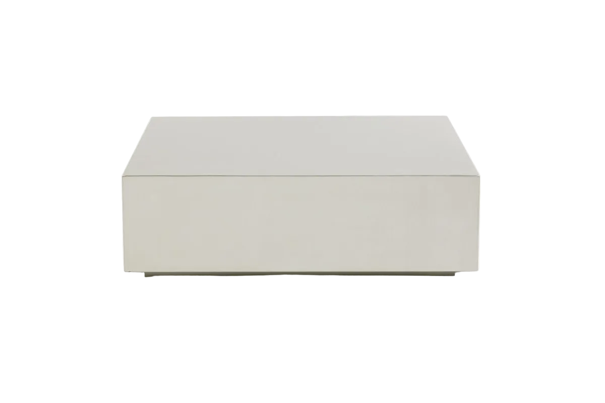 35" Brushed Silver Stainless Steel Square Coffee Table