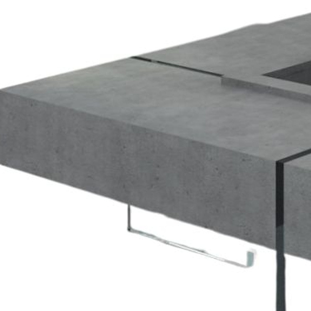 47" Gray Wood Laminate and Glass Coffee Table