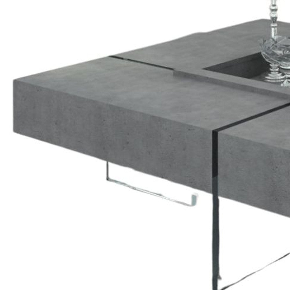 47" Gray Wood Laminate and Glass Coffee Table