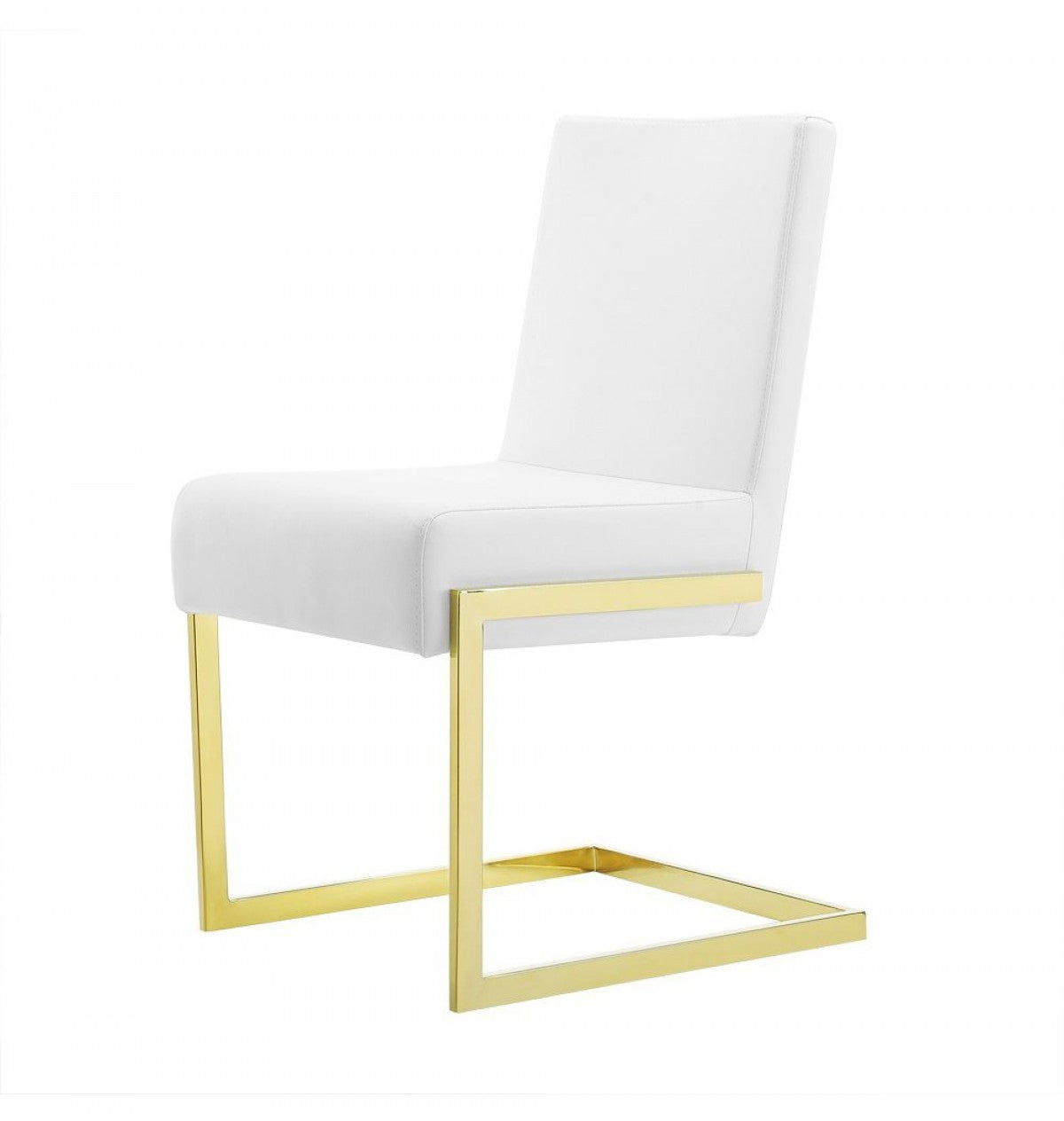 Set of Two 19" White and Gold Base Dining Chair