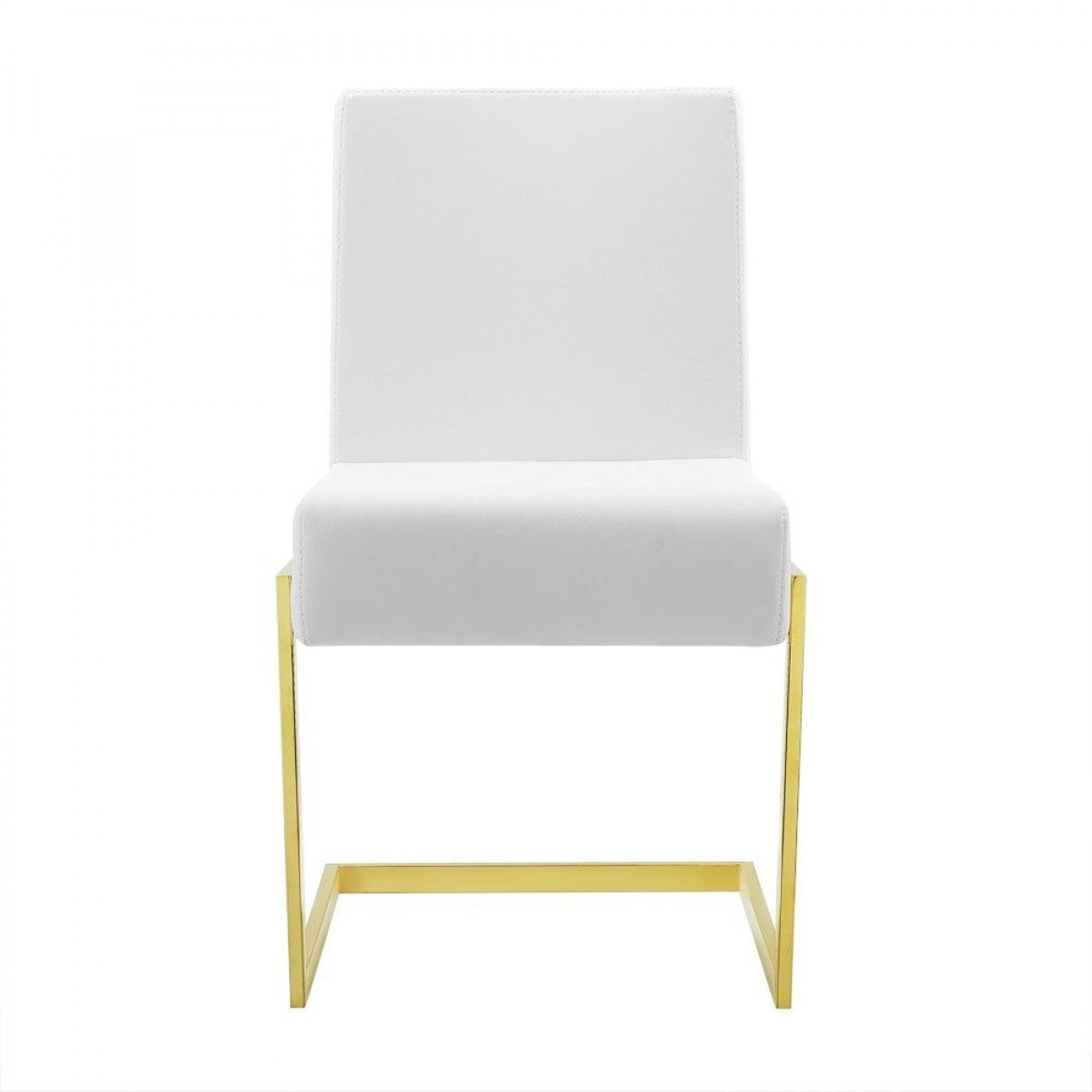 Set of Two 19" White and Gold Base Dining Chair