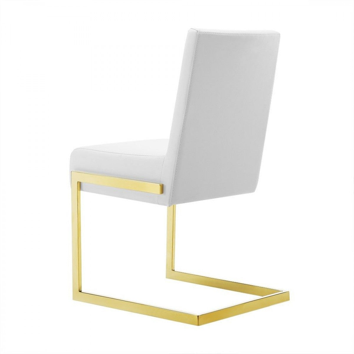 Set of Two 19" White and Gold Base Dining Chair