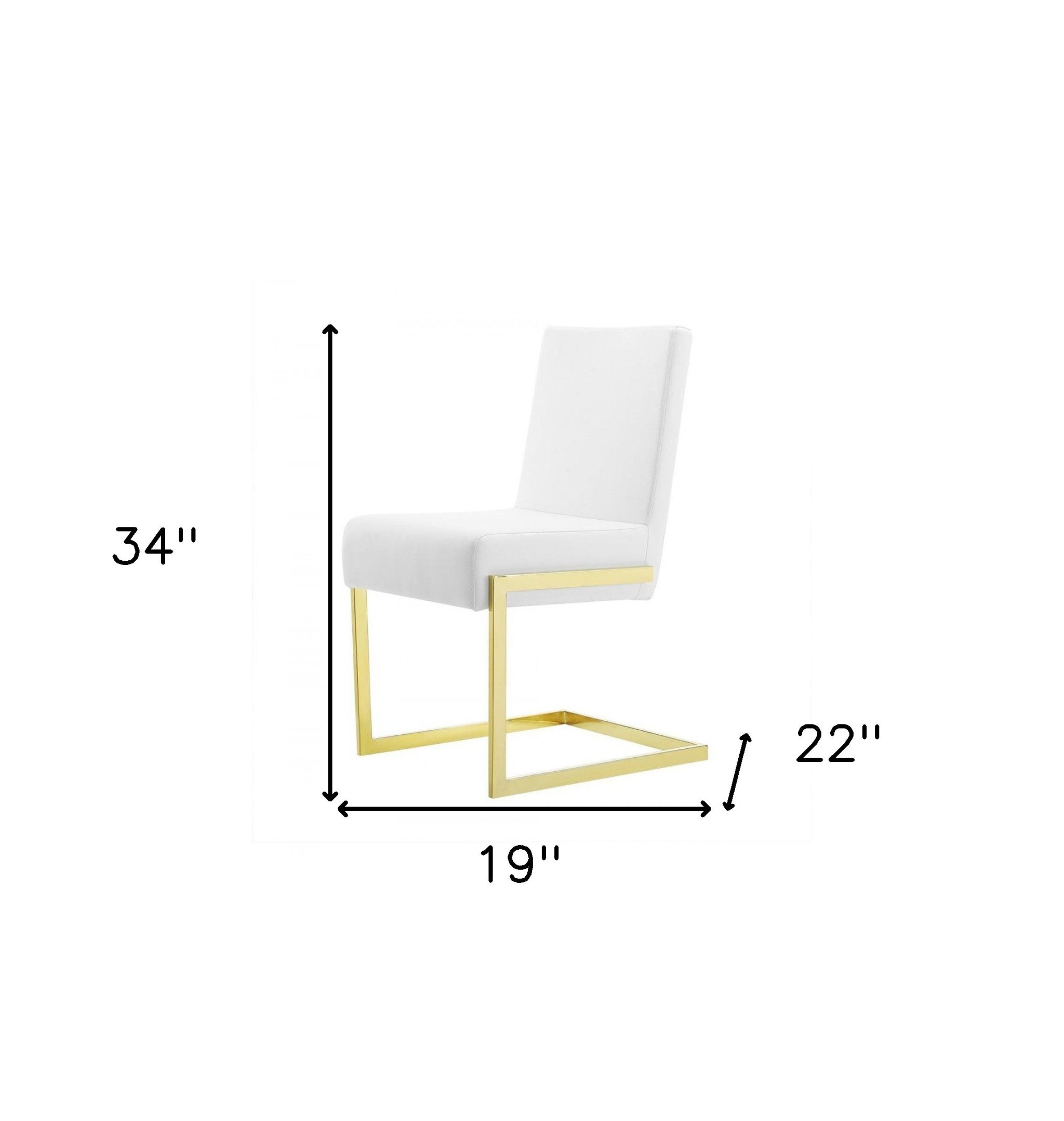 Set of Two 19" White and Gold Base Dining Chair