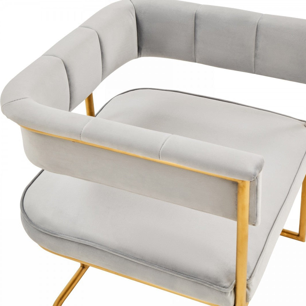 36" Gray and Gold Round Back Dining Chair