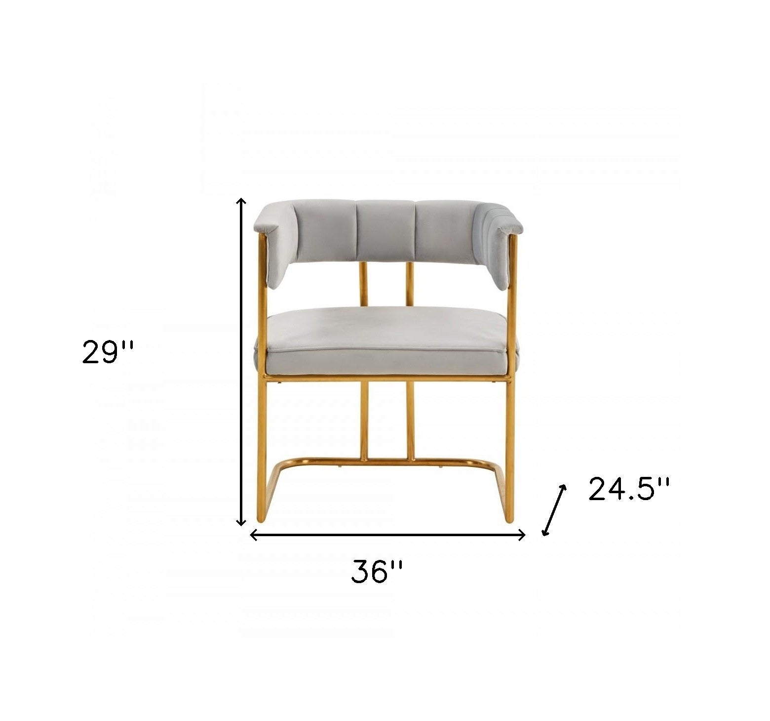 36" Gray and Gold Round Back Dining Chair