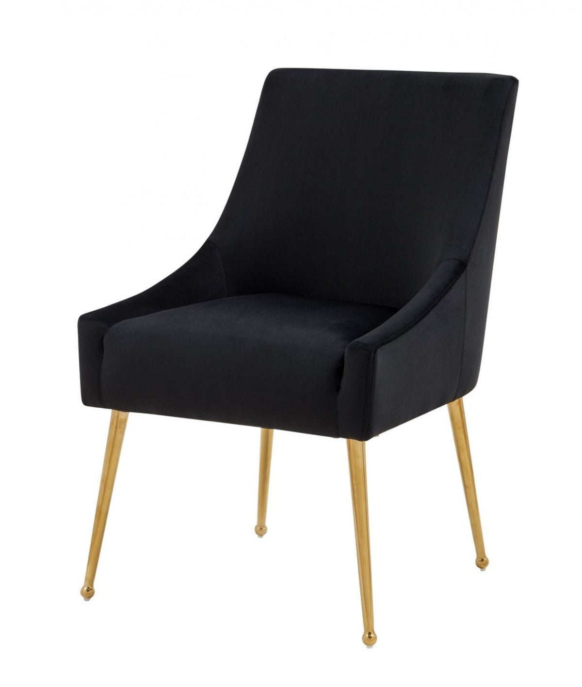 Set of Two 22" Black and Gold Velvet Dining Chairs