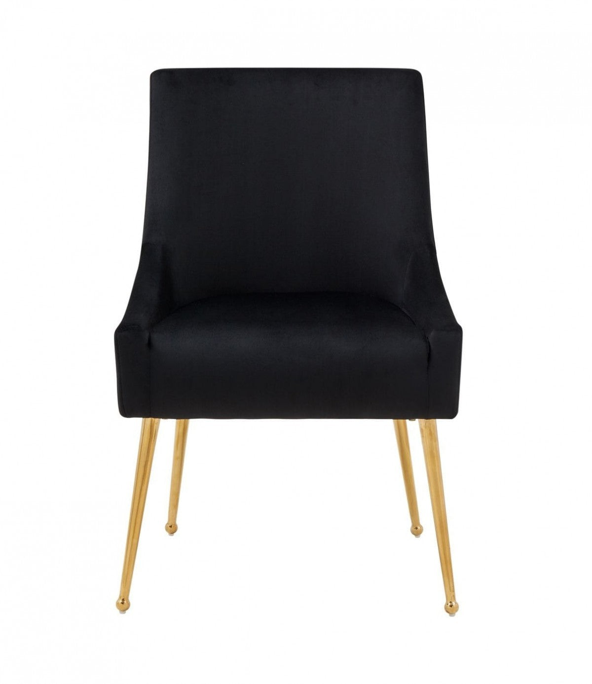 Set of Two 22" Black and Gold Velvet Dining Chairs