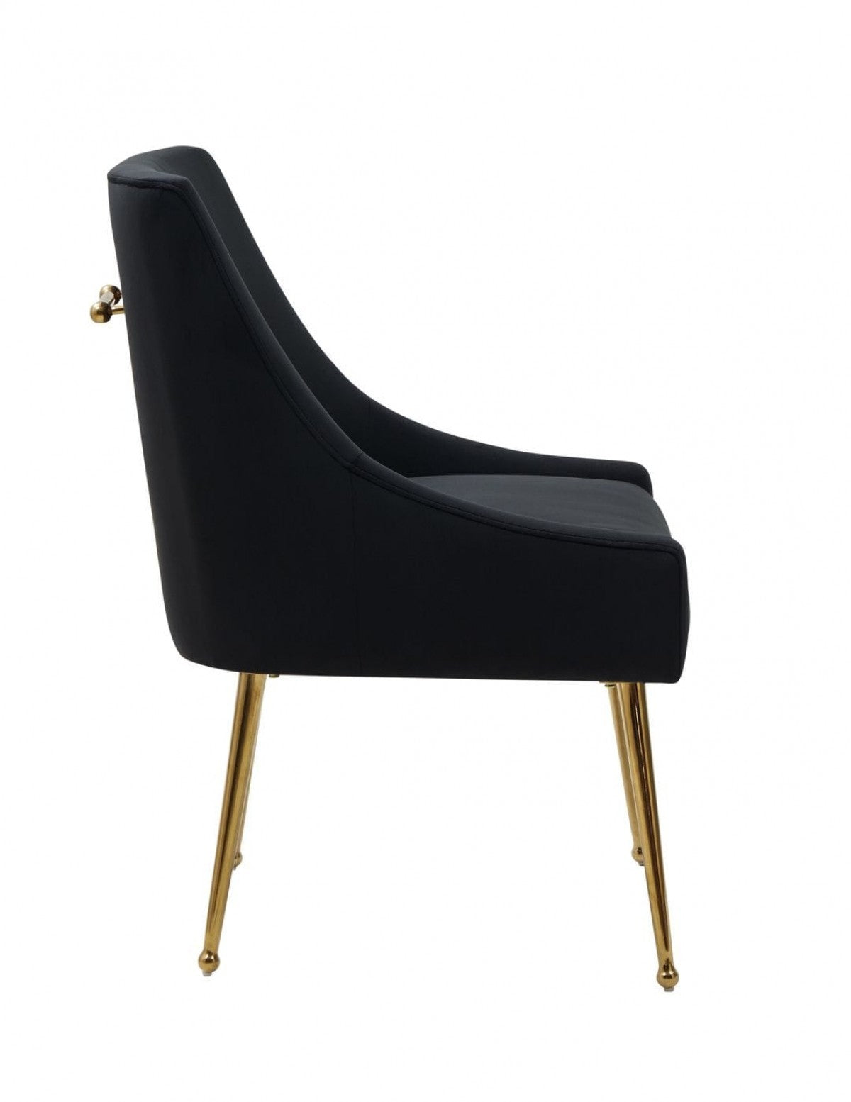 Set of Two 22" Black and Gold Velvet Dining Chairs