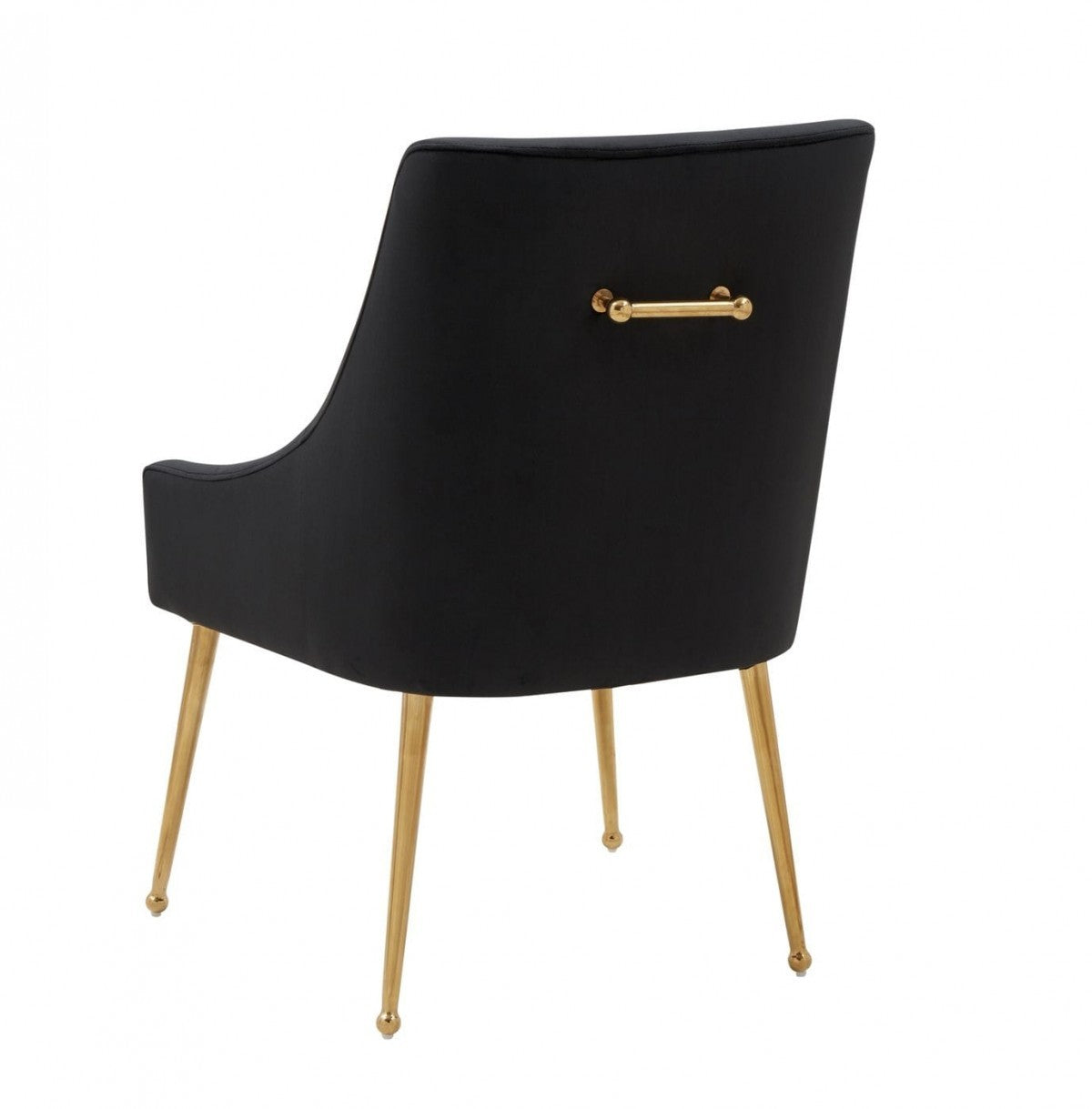 Set of Two 22" Black and Gold Velvet Dining Chairs