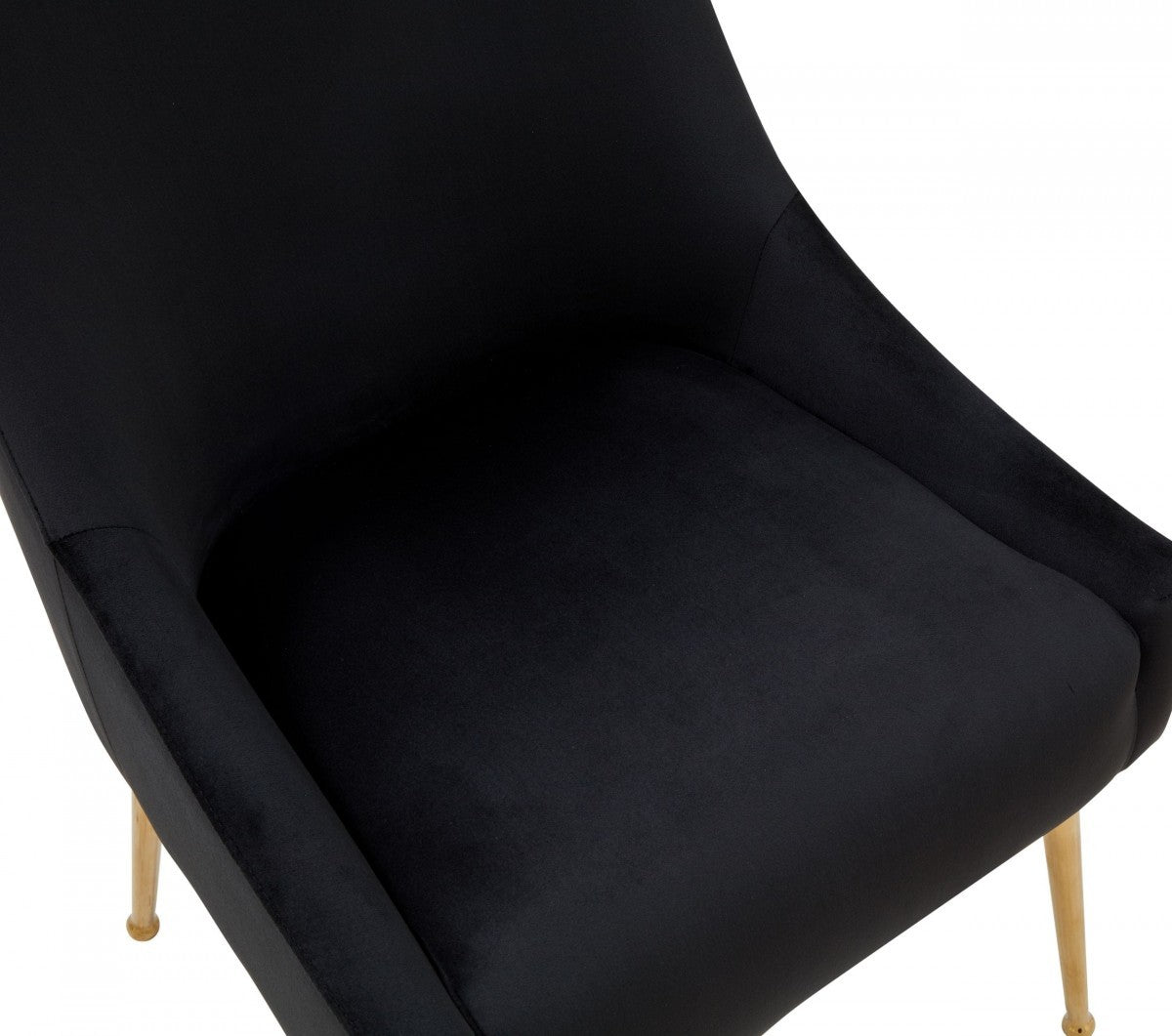 Set of Two 22" Black and Gold Velvet Dining Chairs