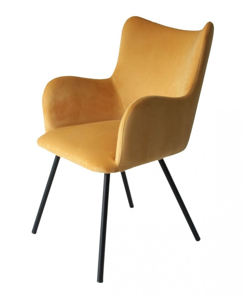 23" Yellow and Black Modern Wingback Dining Chair