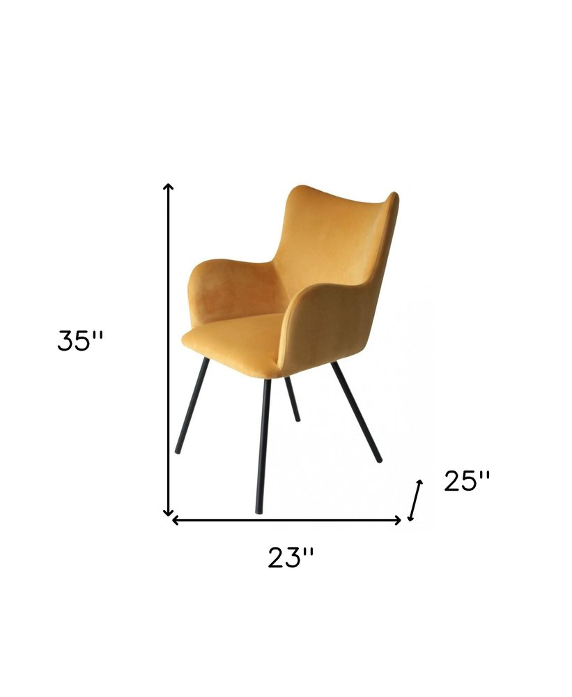 23" Yellow and Black Modern Wingback Dining Chair