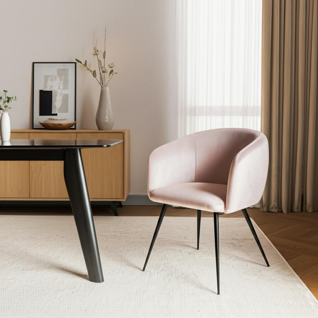 24"  Velvet Barrel Dining Chair