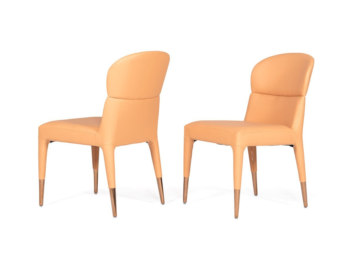 Set of Two 19" Peach and Gold Dining Chair