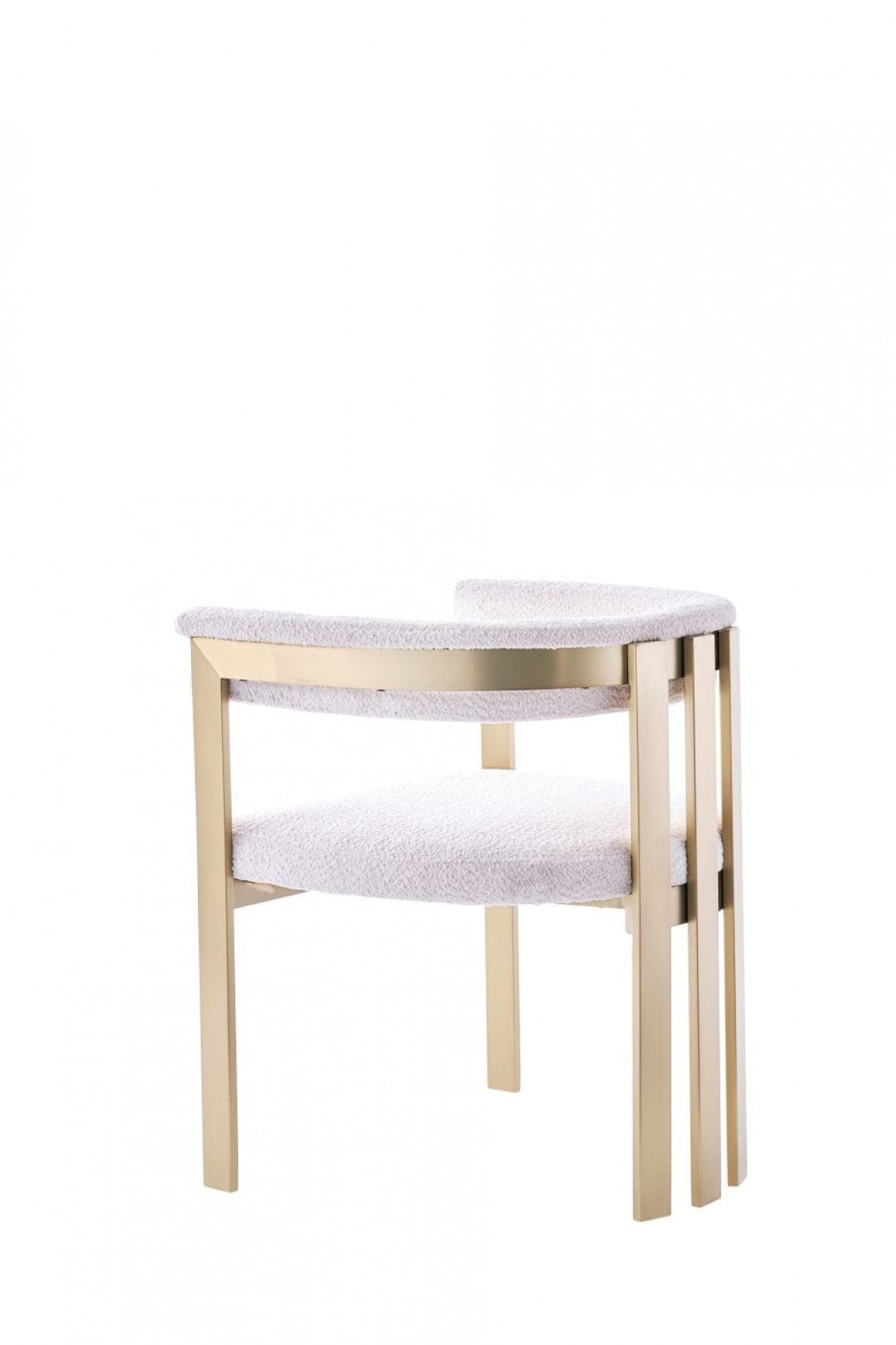 25" White and Gold Deco Barrel Back Dining Chair