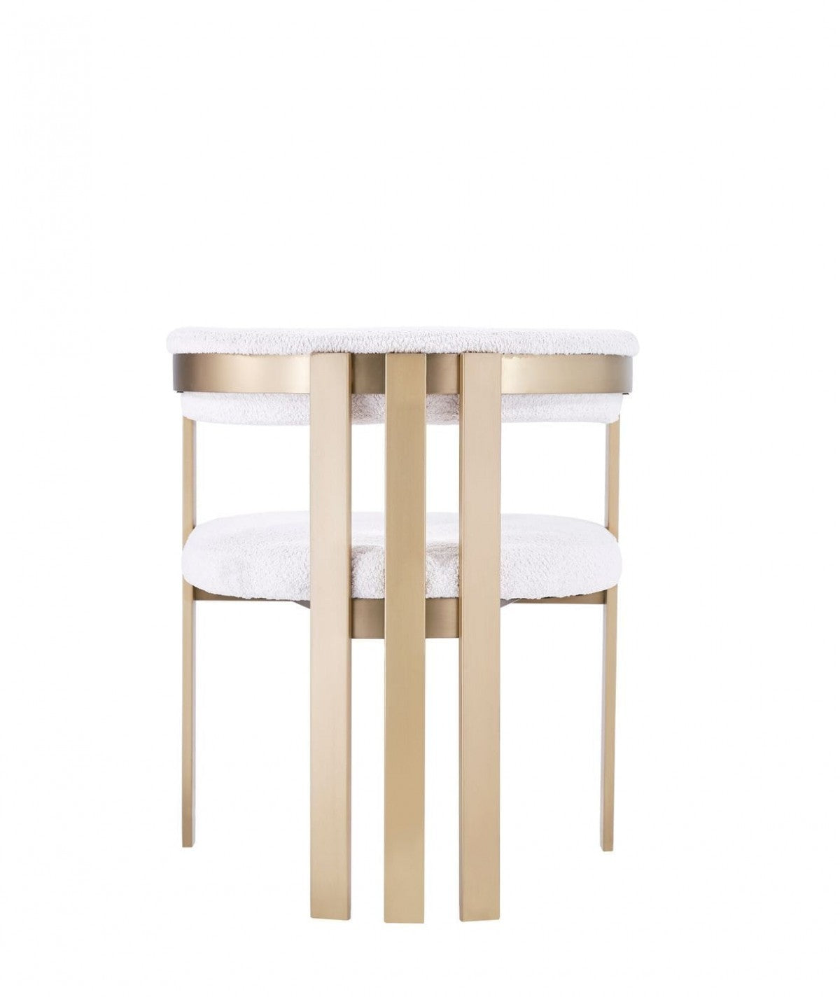 25" White and Gold Deco Barrel Back Dining Chair