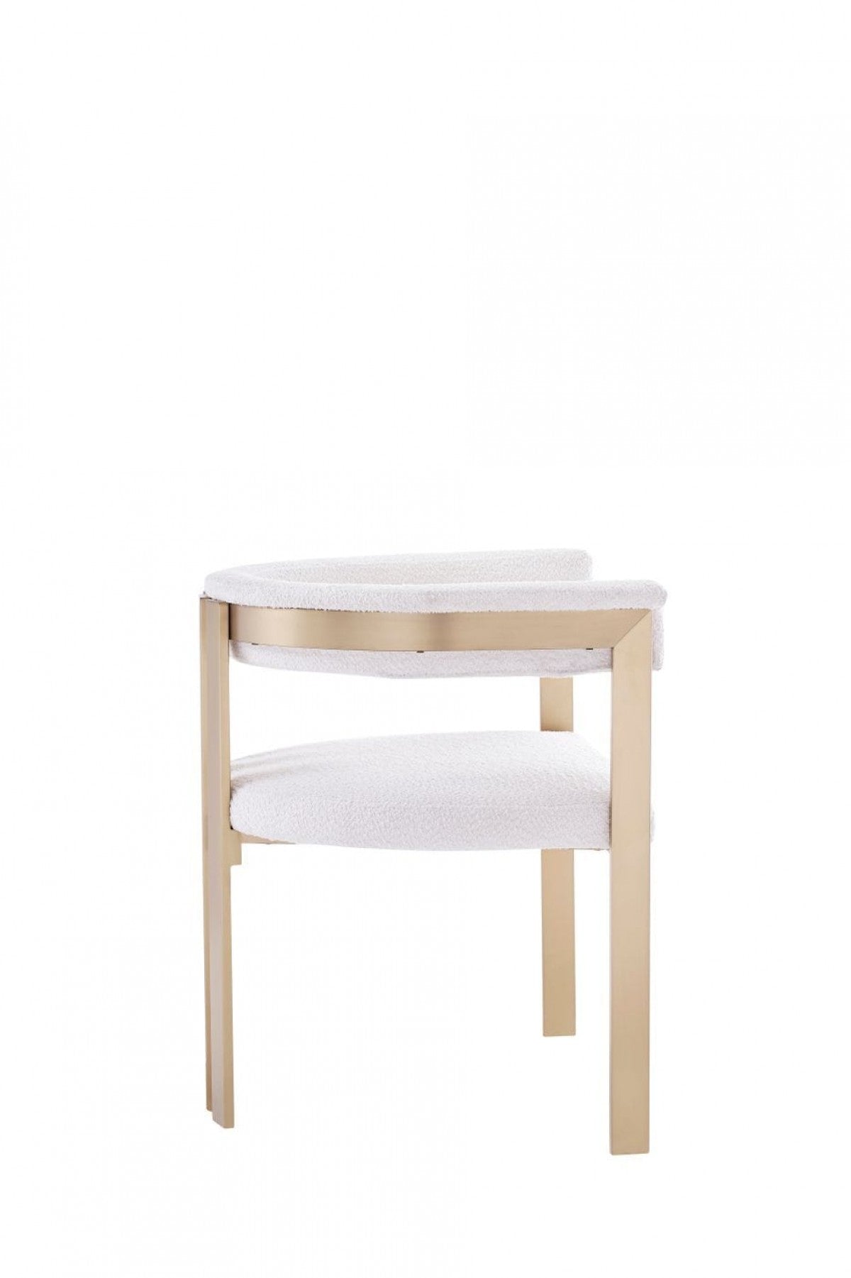 25" White and Gold Deco Barrel Back Dining Chair