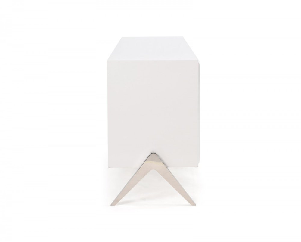 61" Gloss White Contemporary Dresser with Shelf