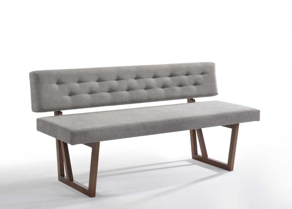 63" Gray Tufted Dining Bench