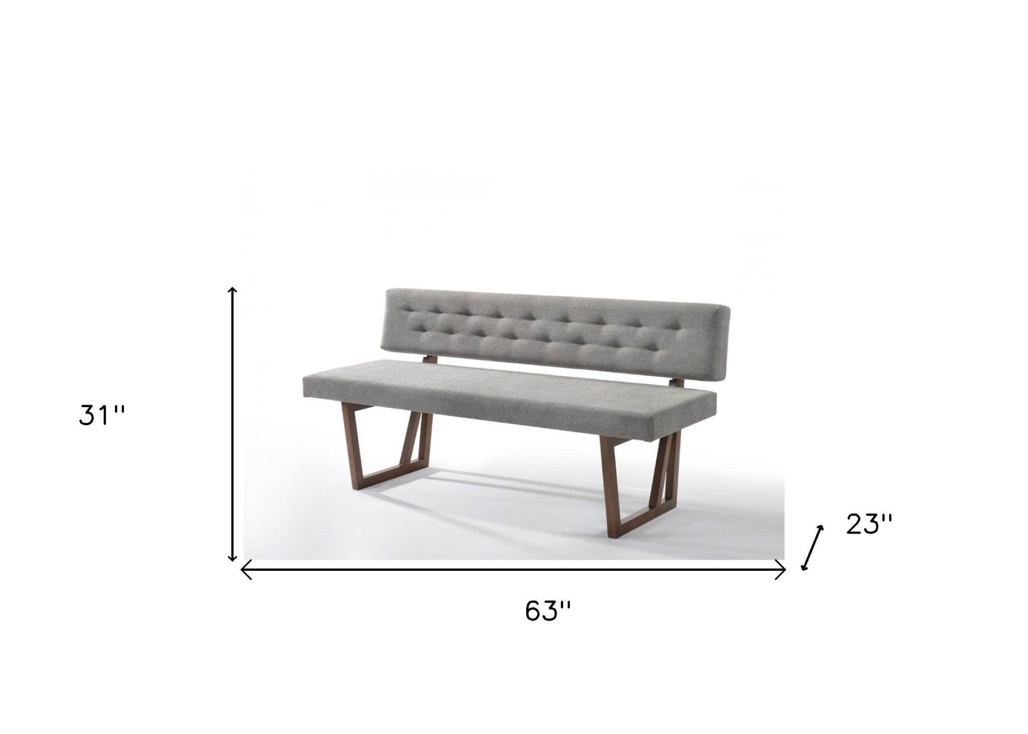 63" Gray Tufted Dining Bench