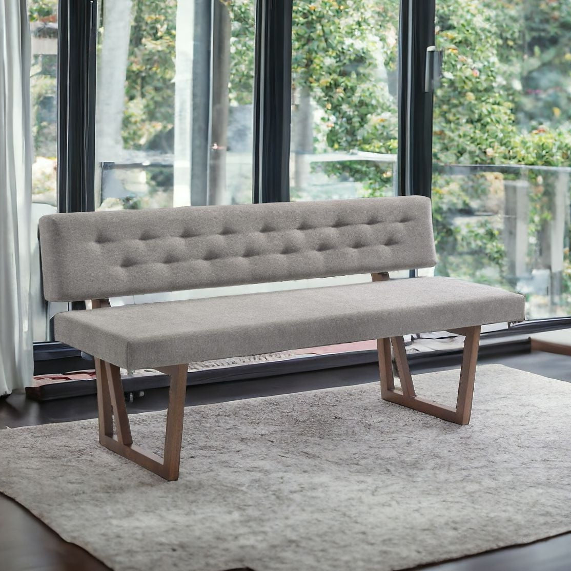 63" Gray Tufted Dining Bench