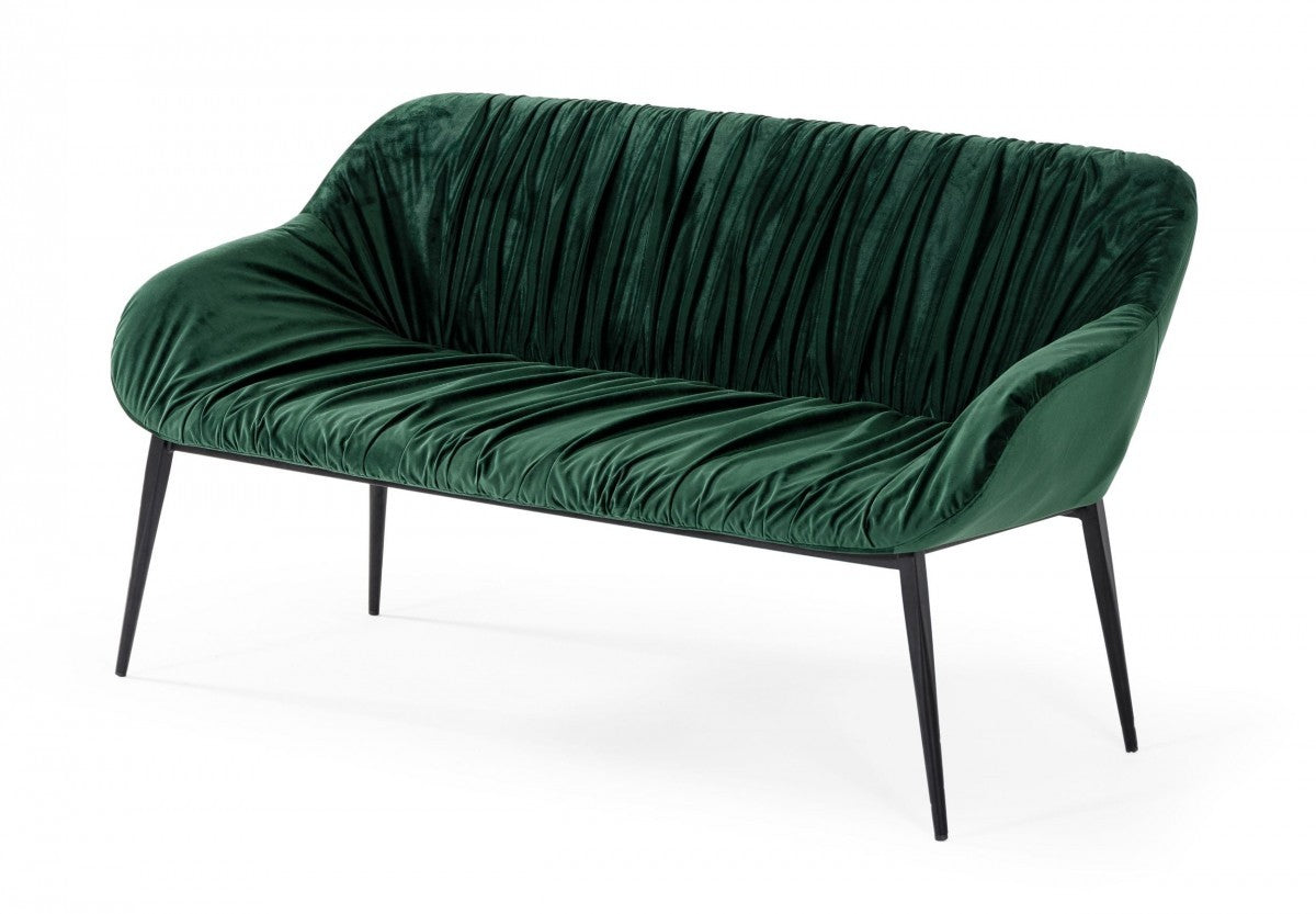 56" Green Velvet Full Back Bench