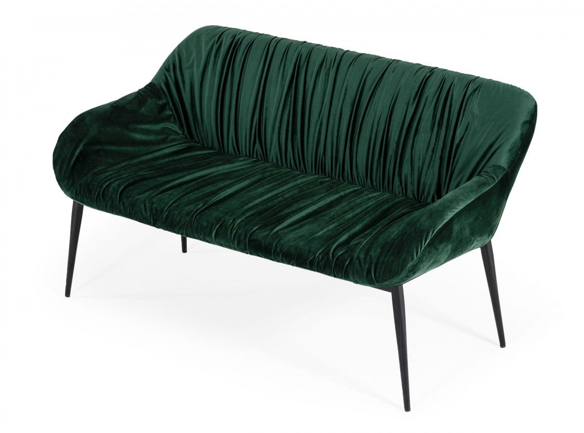 56" Green Velvet Full Back Bench