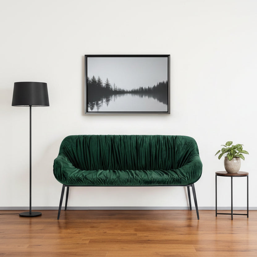 56" Green Velvet Full Back Bench