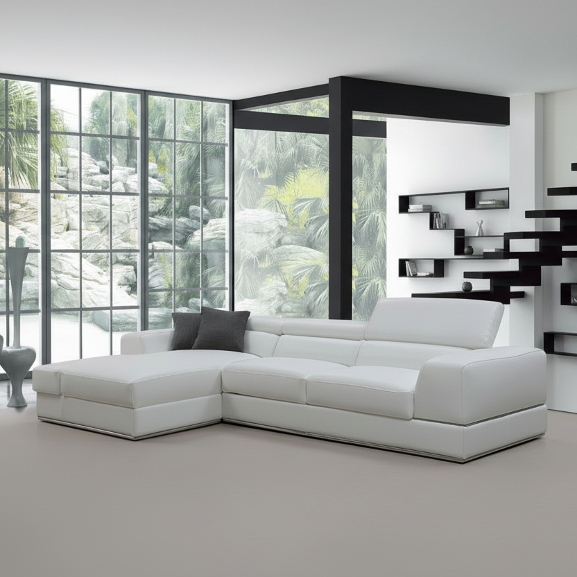 123" 2 pc. LAF White Leather Sectional Sofa