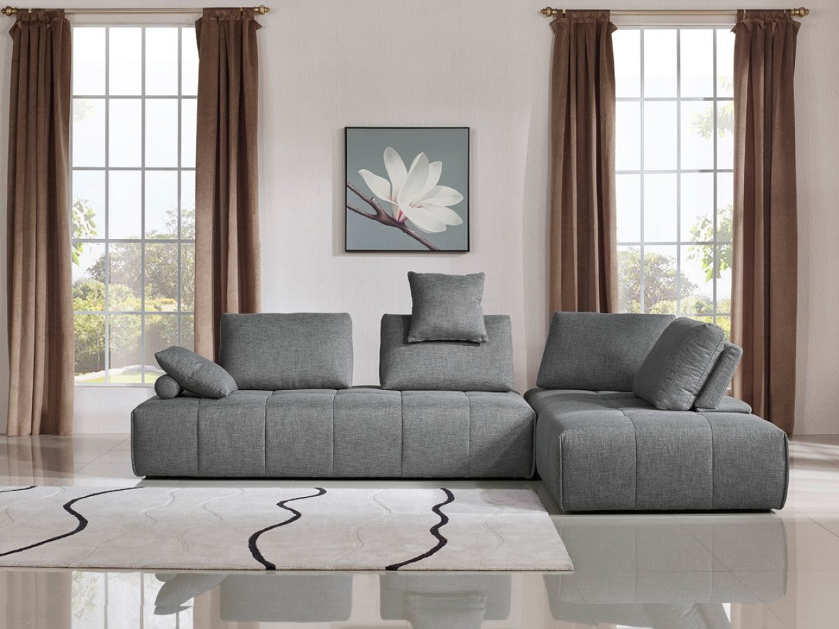 124" Gray Modular Sectional Sofa