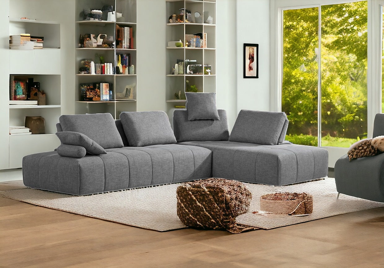 124" Gray Modular Sectional Sofa