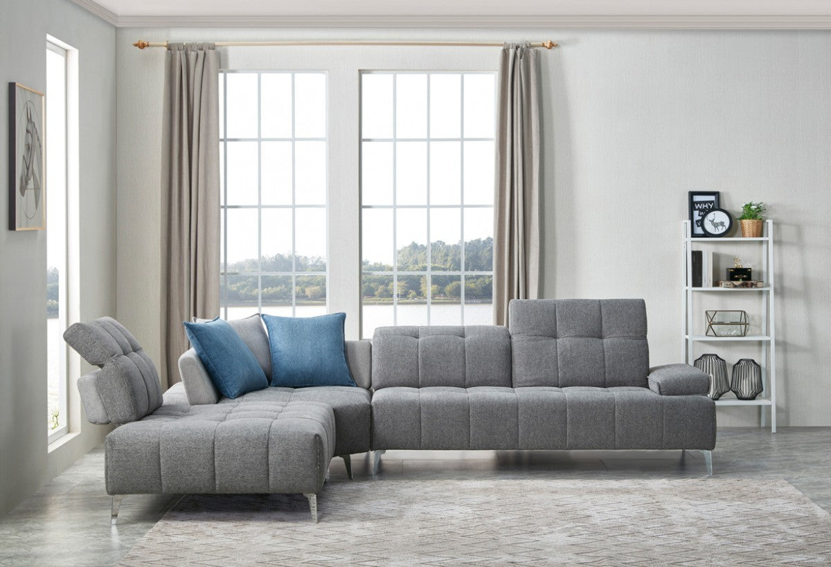 130" 3 Piece L-Shape Gray Modular Sofa