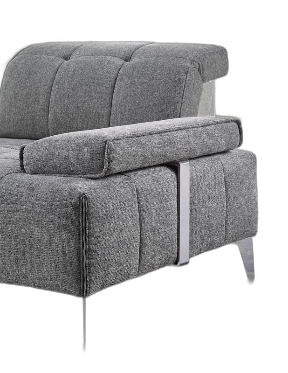 130" 3 Piece L-Shape Gray Modular Sofa