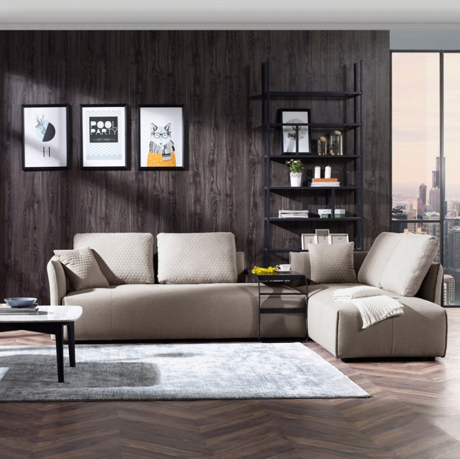 120" Light Gray L-Shaped Modular Sofa