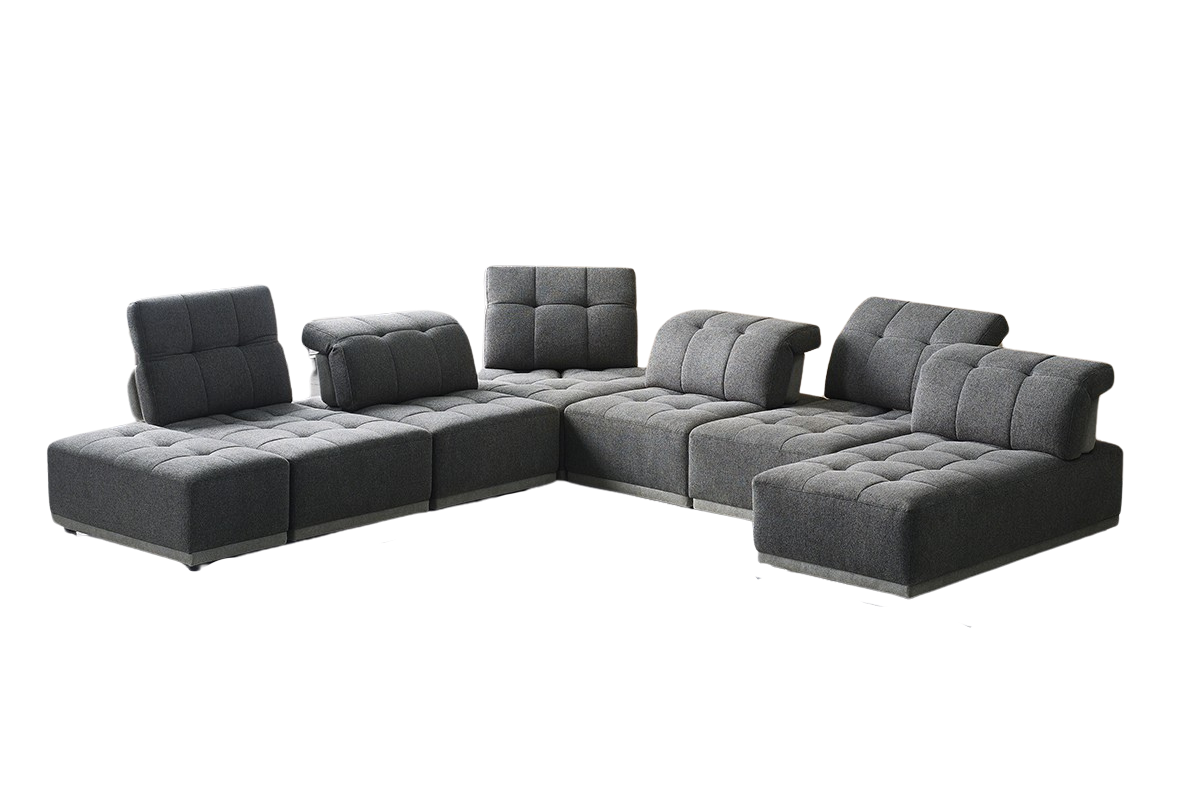 137" Gray 7 Piece Modular Sectional Sofa