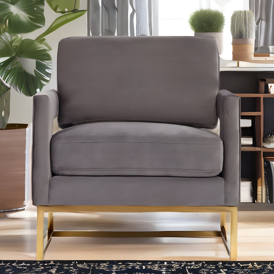 34" Square Velvet Industrial Chair