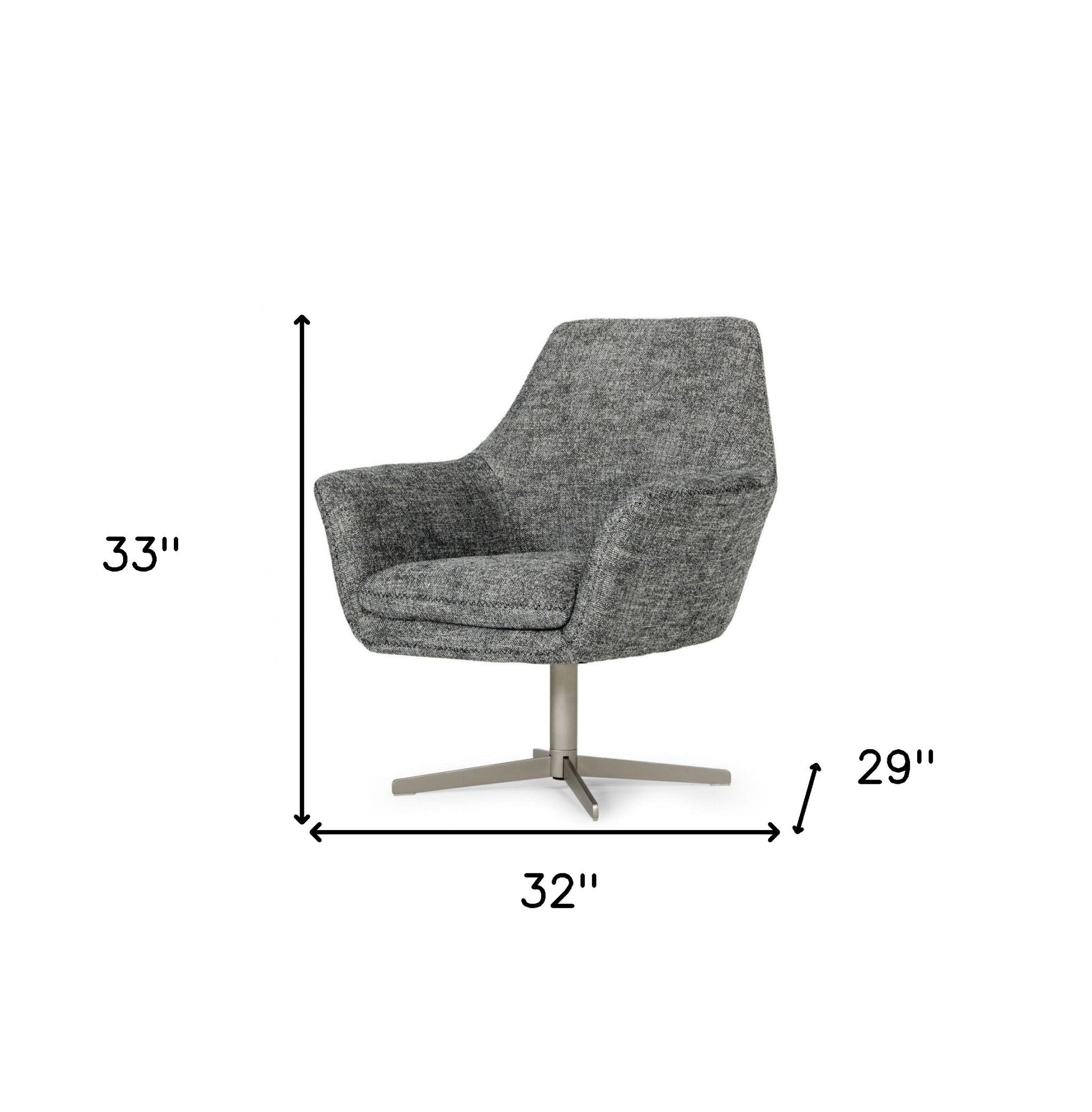 32" Industrial Dark Gray Square Swivel Chair