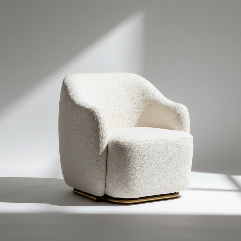 30" Cream Sherpa Armchair