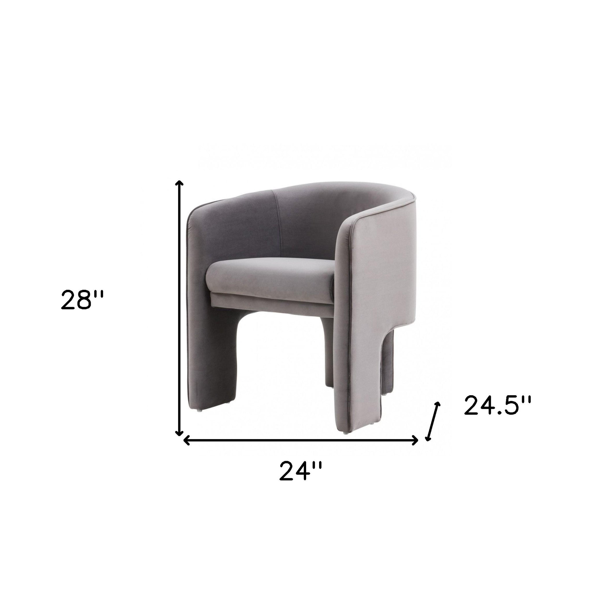 24" Modern Velvet Three-Leg Barrel Chair