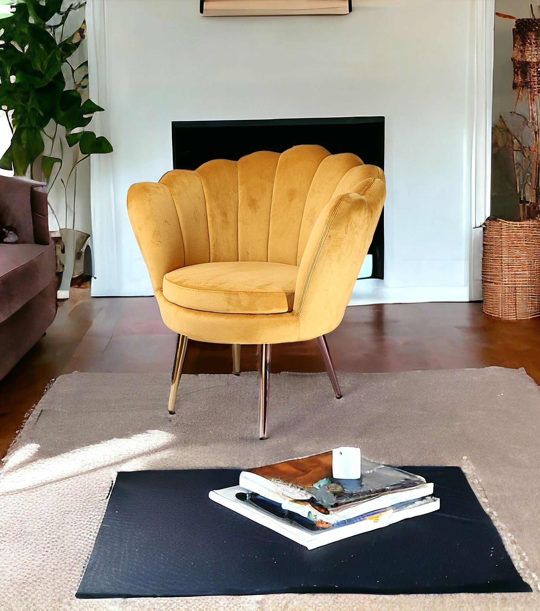 32" Yellow Seashell Barrel Chair