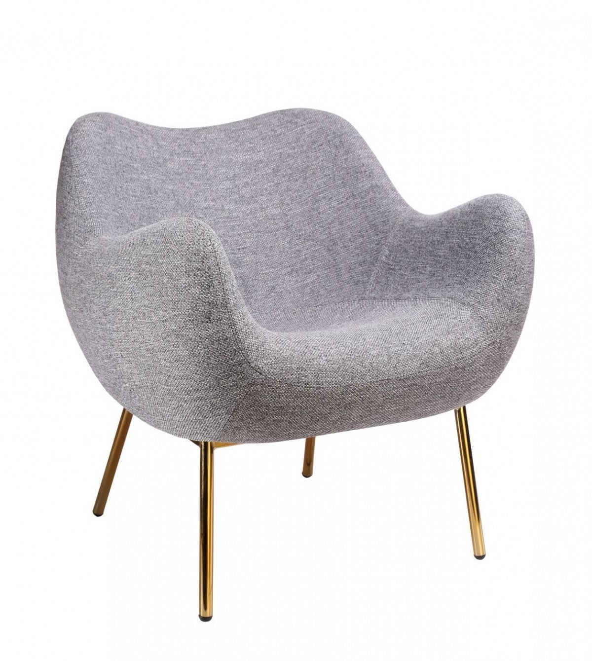 27" Light Gray and Gold Wingback Chair