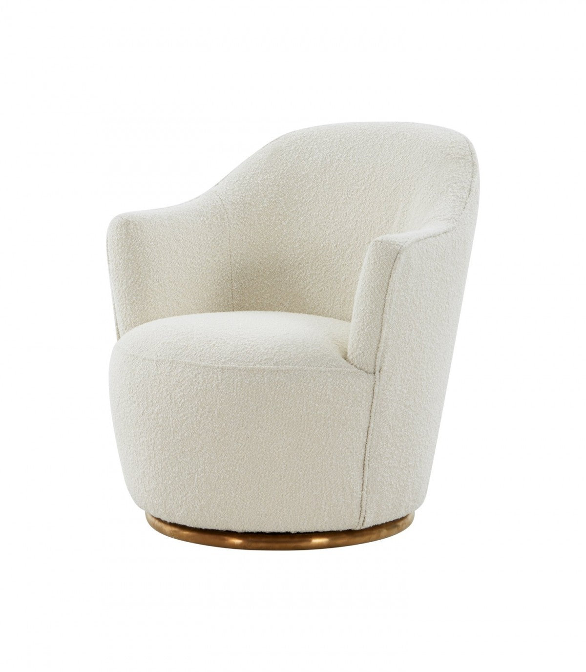 29" Modern Sherpa Cream & Gold Swivel Chair