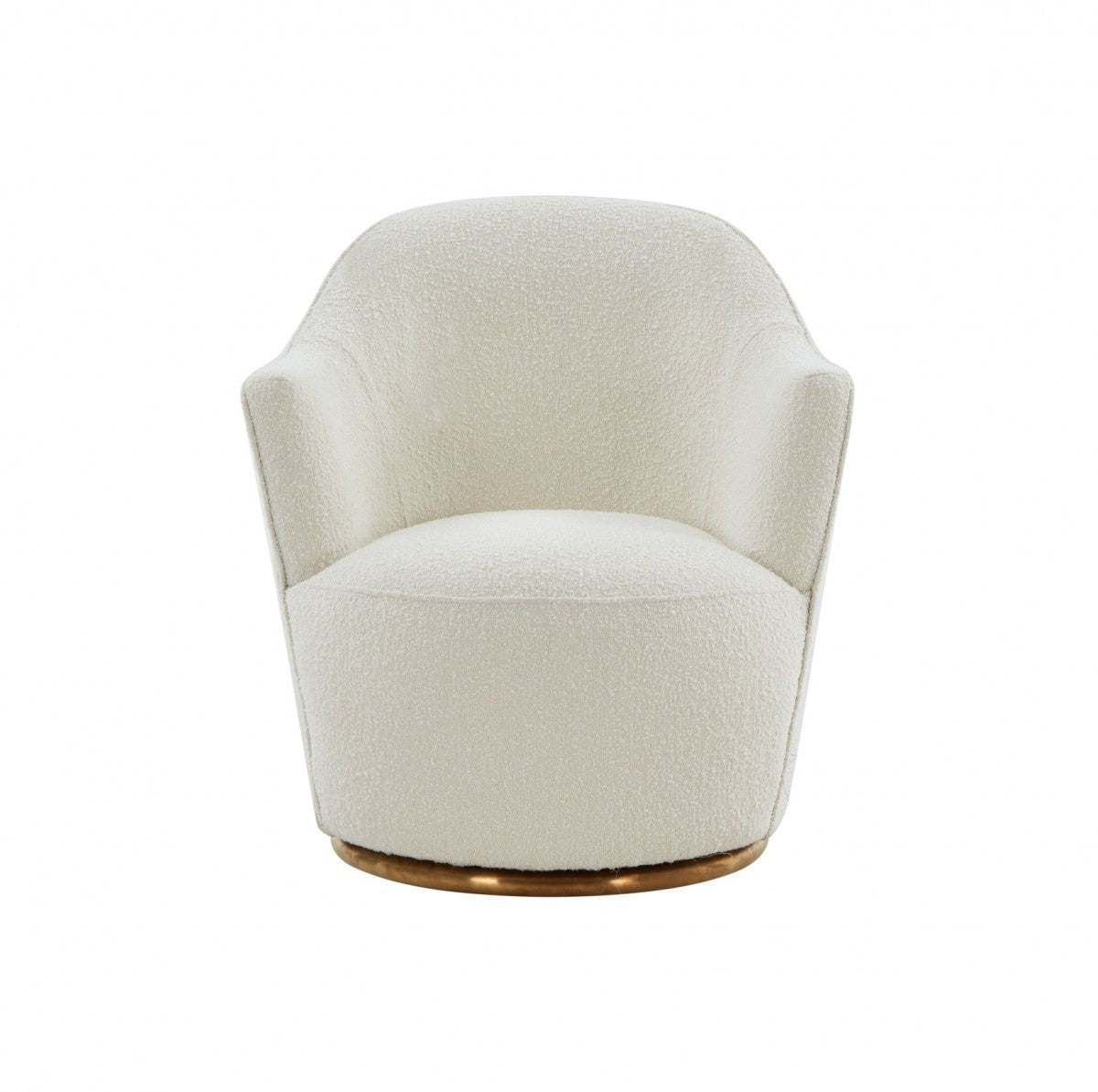 29" Modern Sherpa Cream & Gold Swivel Chair