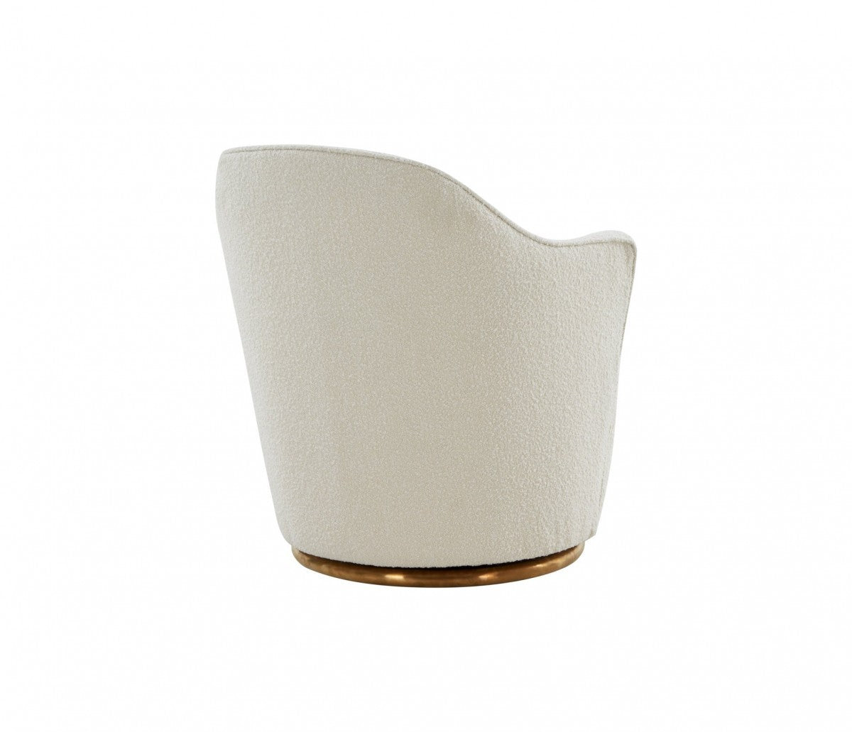 29" Modern Sherpa Cream & Gold Swivel Chair