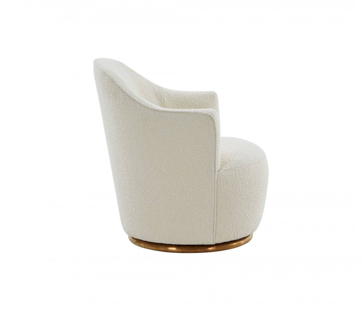 29" Modern Sherpa Cream & Gold Swivel Chair