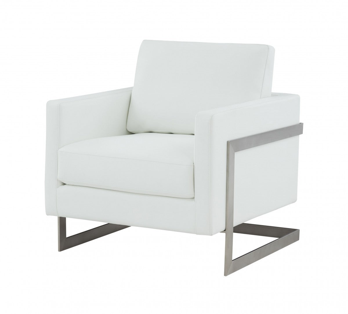 31" White Faux Leather Accent Chair