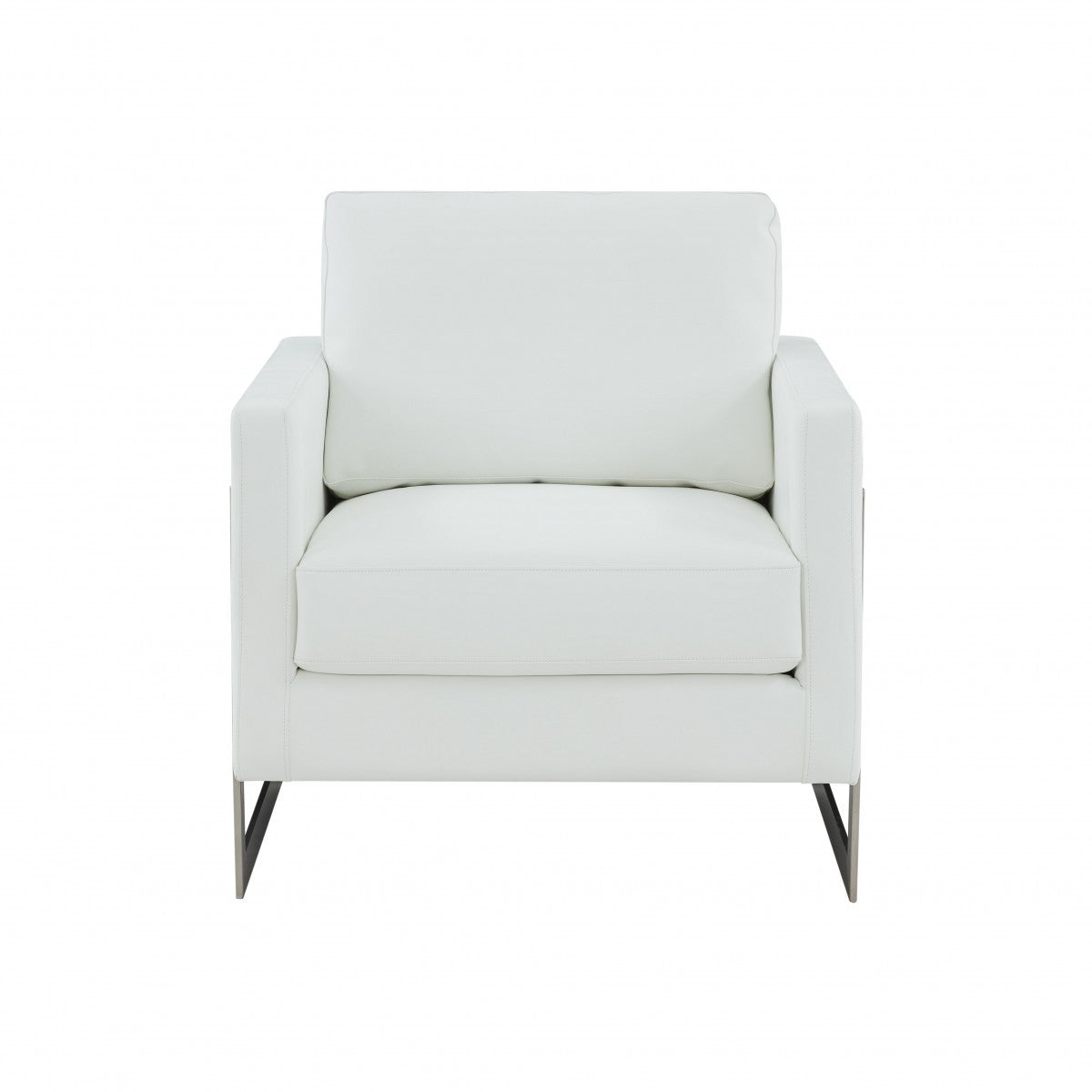 31" White Faux Leather Accent Chair